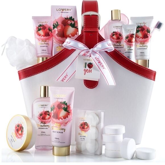 LOVERY Strawberry-Milk Scented Home Spa Gift Set - Picture 1 of 8